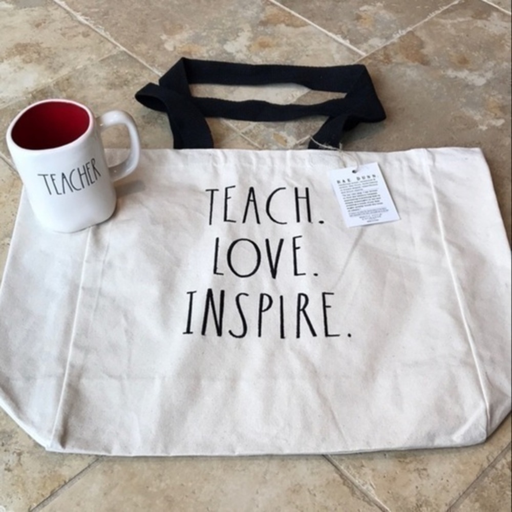 Rae Dunn, ‘Teacher’ Tote/Mug bundle. NWT